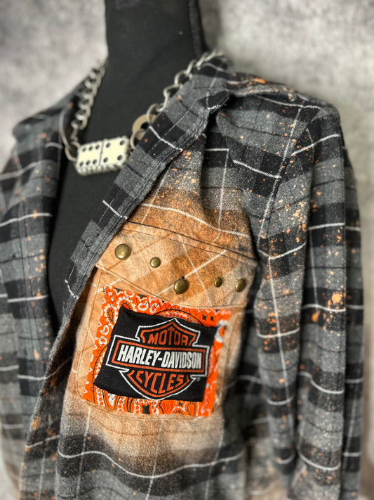 Upcycled Harley Flannel-size S/M