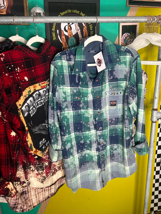 Harley Upcycled Flannel -size Tall large