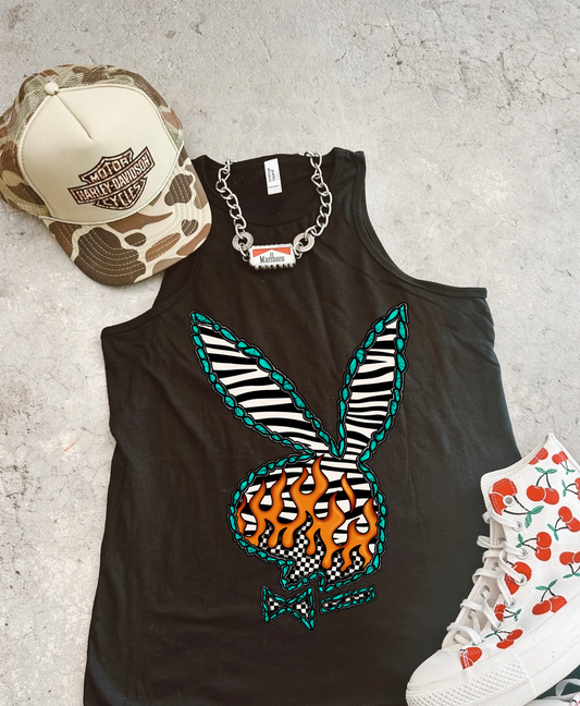 Zebra Bunny full length Racer Tank