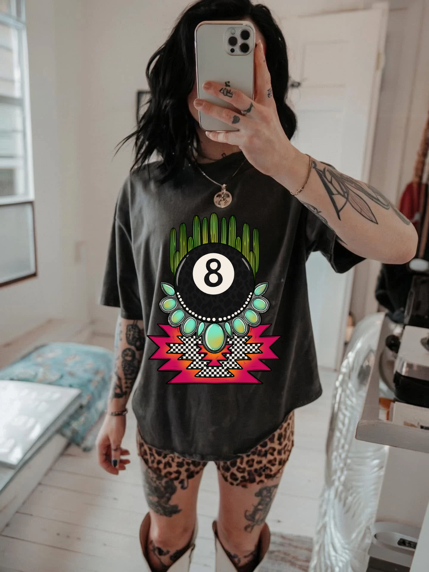 Leopard 8 ball Tee