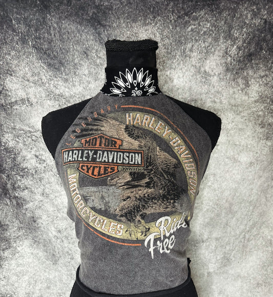 Harley Upcycled bandana top-size S/M