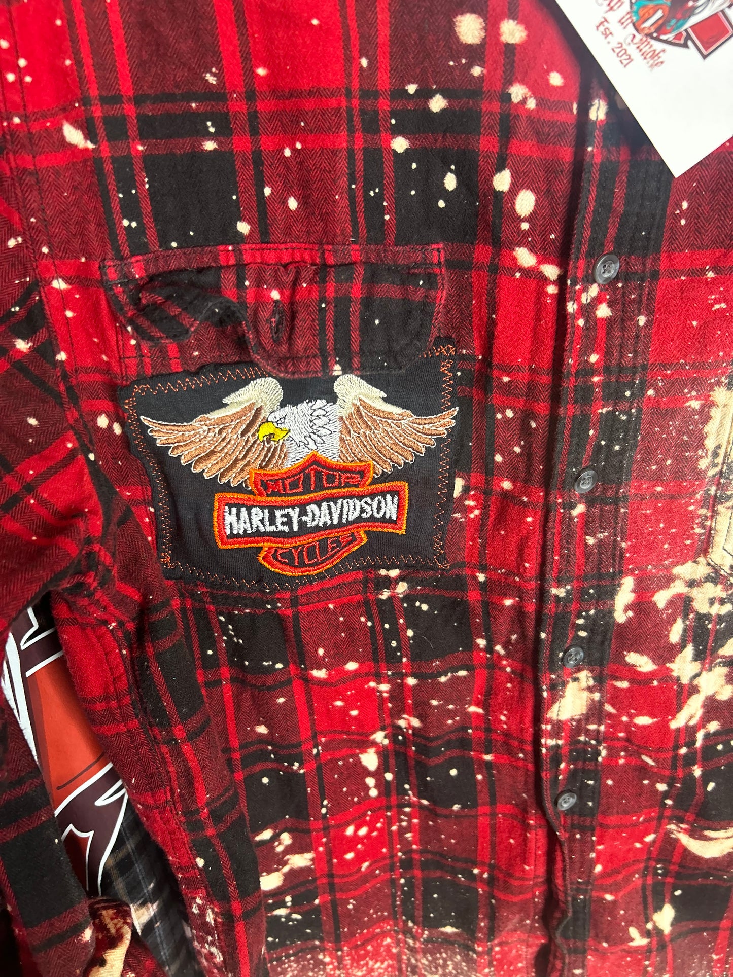 Harley Upcycled Flannel -size Tall large
