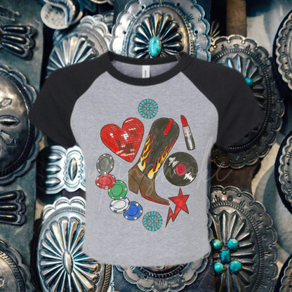 Lipstick and Poker Chips baby tee