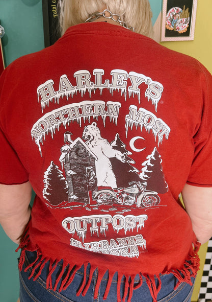 1995 Vintage Fringed Alaska Harley tee-size XL