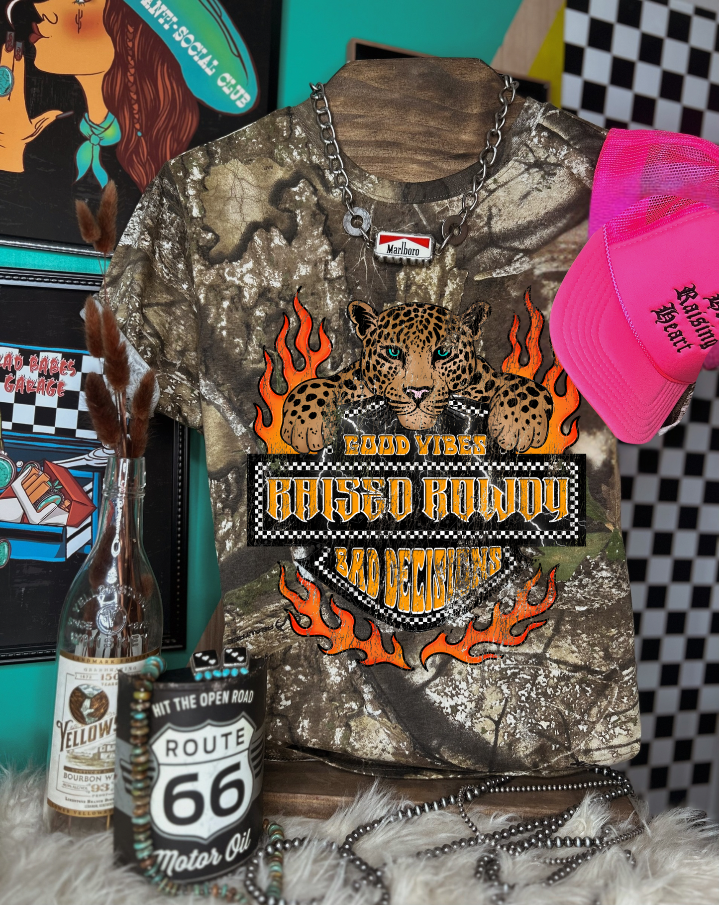 Moto Raised Rowdy Camo Tee