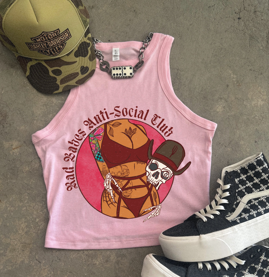 Rad Babes Anti Social Club Ribbed Racer Tank