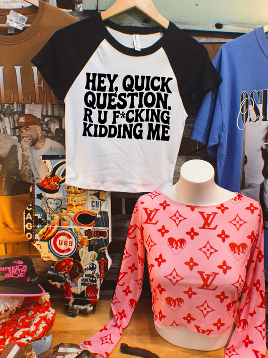 Quick Question Rib Raglan Baby Tee