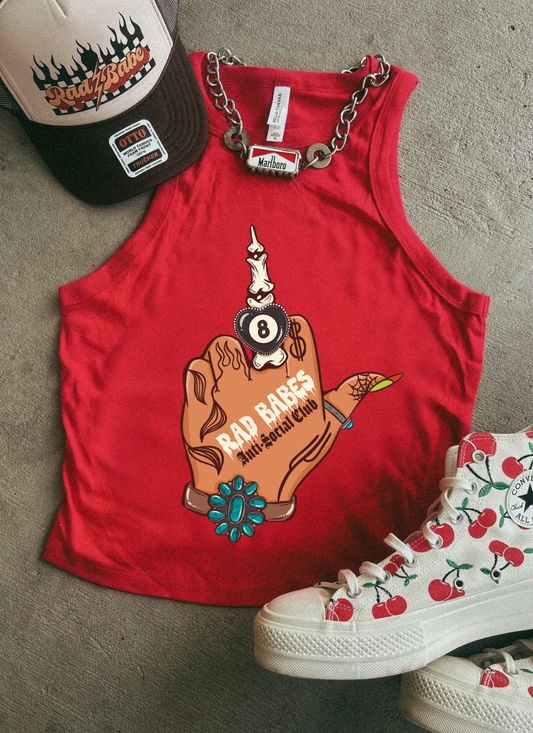 Rad Babes Antisocial Club Ribbed Racer Tank