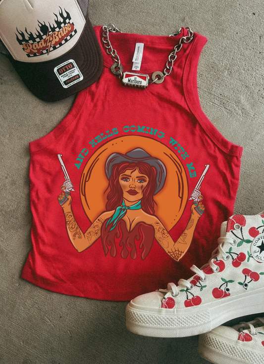 Hells Coming with Me Micro Ribbed Racer Tank