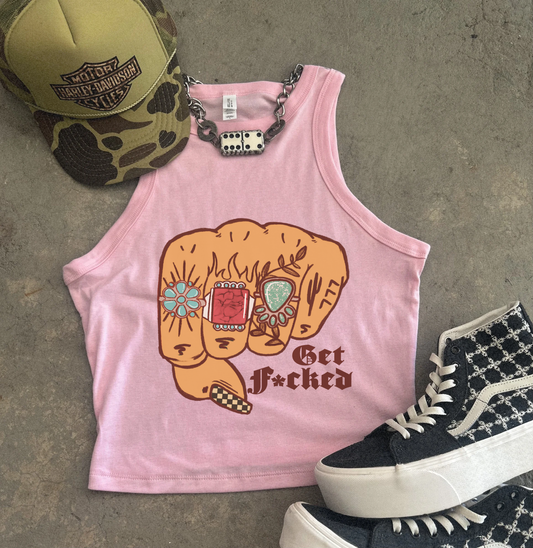 Get Fucked Ribbed Racer Tank