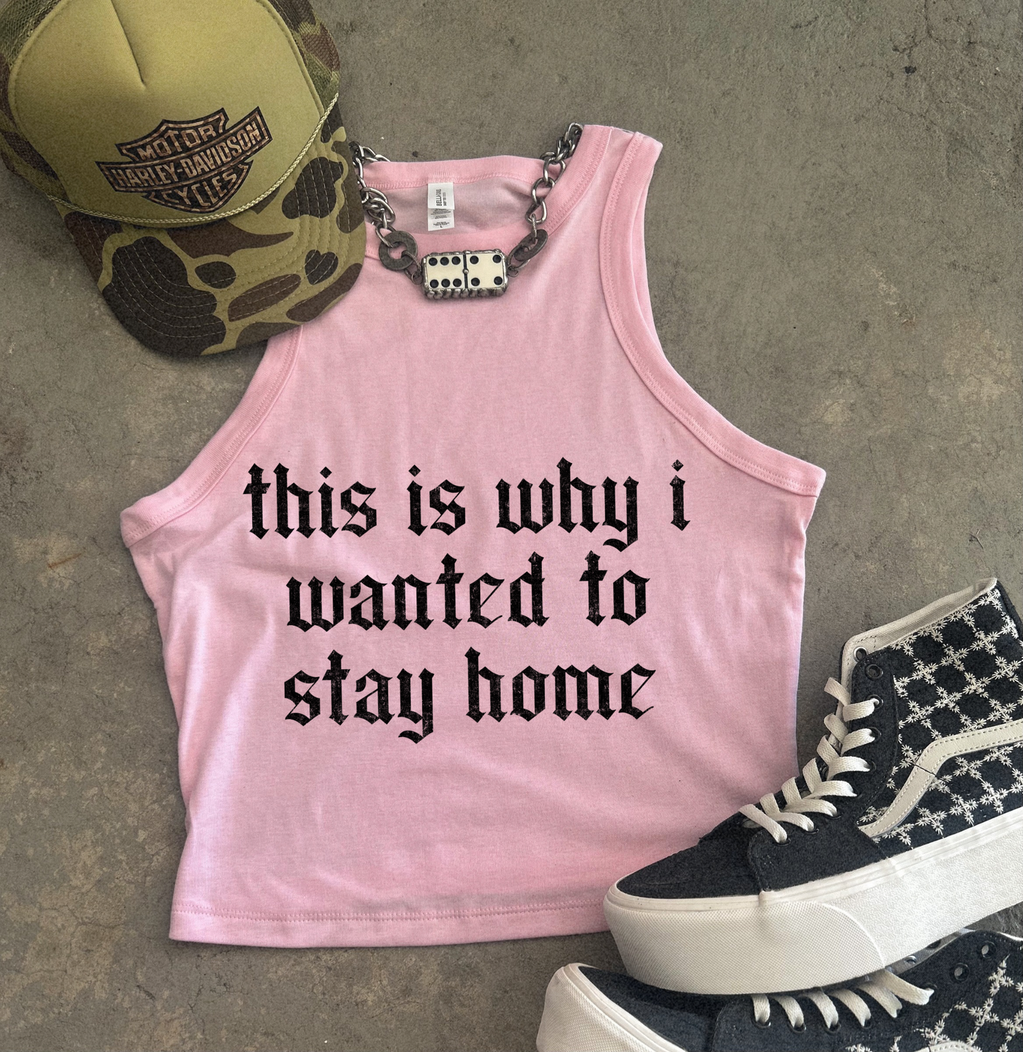 Stay Home Ribbed Racer Tank