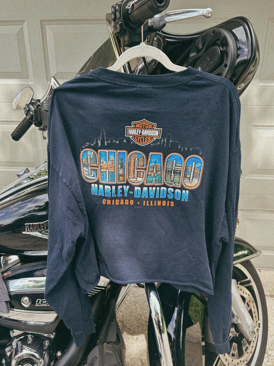 2014 CHICAGO HARLEY LONG SLEEVE CROPPED TEE- SIZE 2X