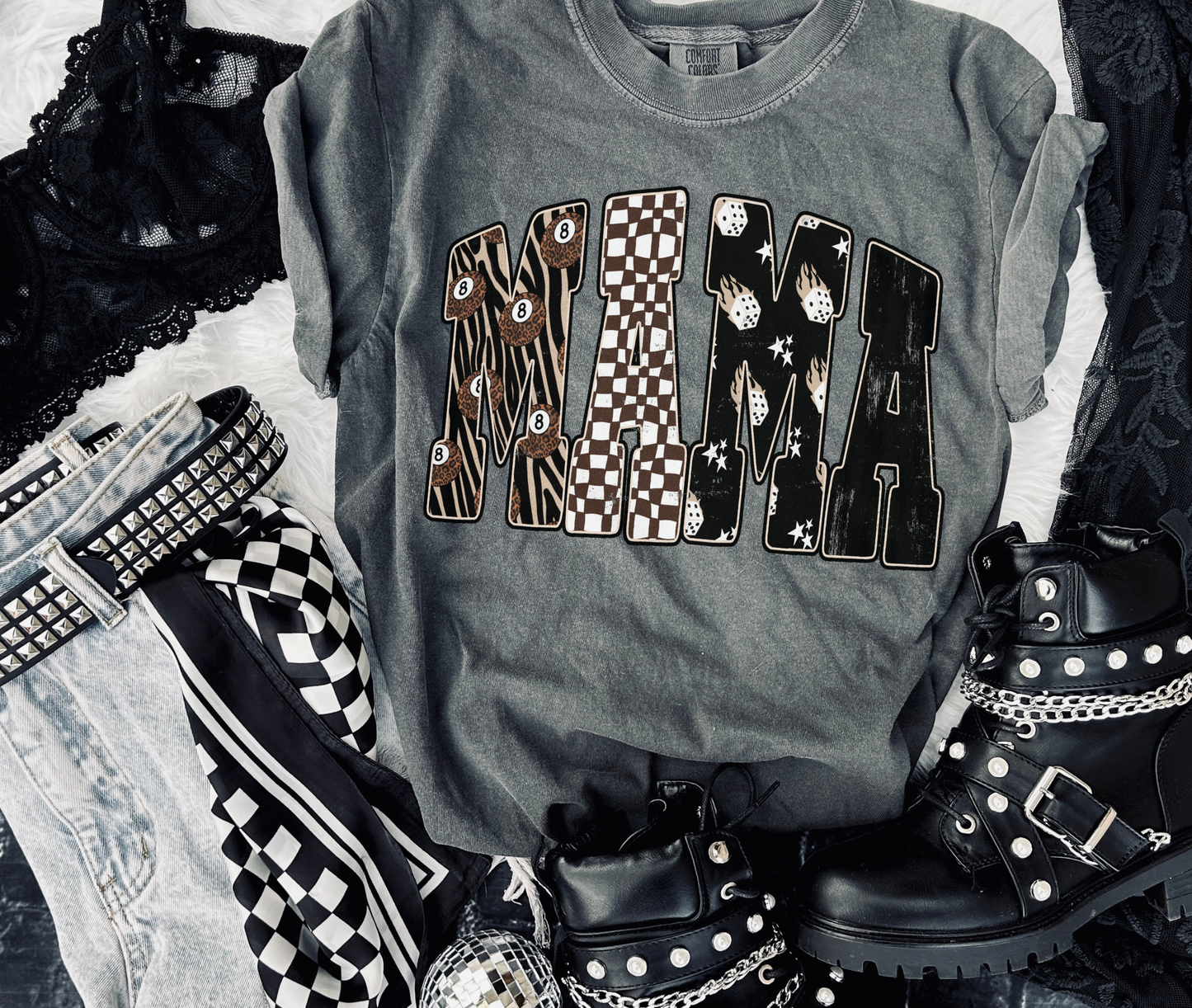 Zebra 8 ball Mama tee