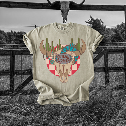 Outlaw women bullskull tee