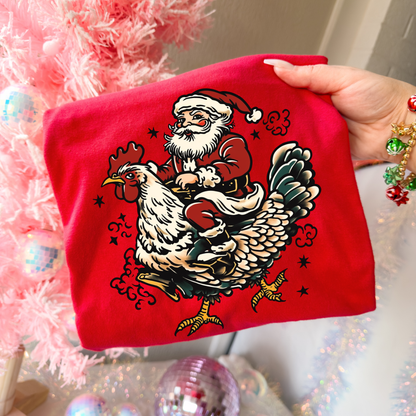Santa chicken tee