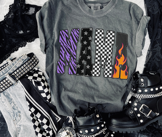Purple Flames Mama tee
