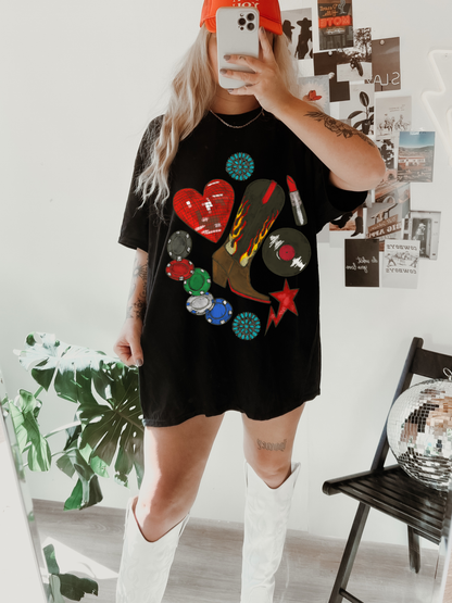 Lipstick and Poker chips tee